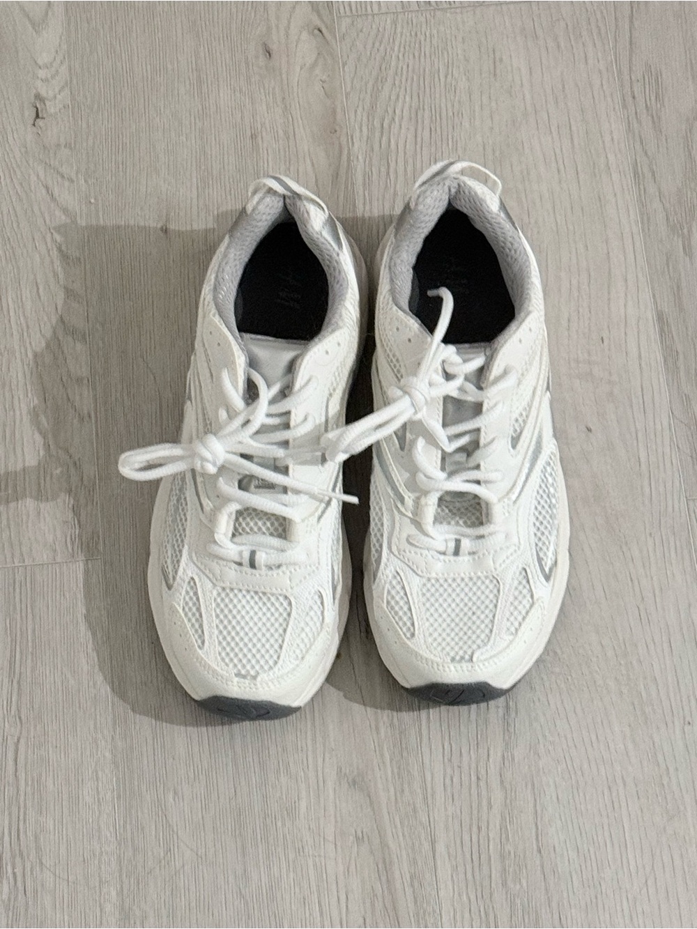 H&M White Mesh Lace-Up Sneakers